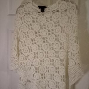 Lane Bryant Cream Crochet poncho Plus size One Size.